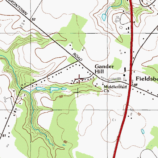 Topographic Map of Gander Hill, DE