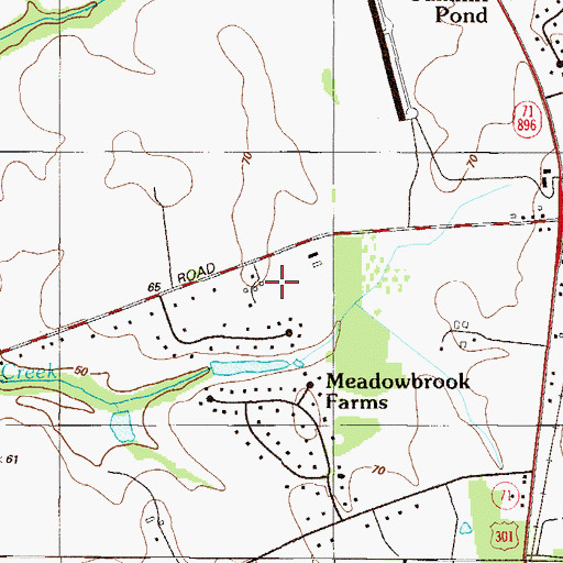 Topographic Map of Meadowbrook Farms, DE