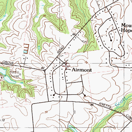 Topographic Map of Airmont Acres, DE