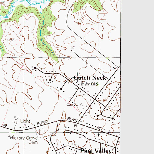 Topographic Map of Dutch Neck Farms, DE