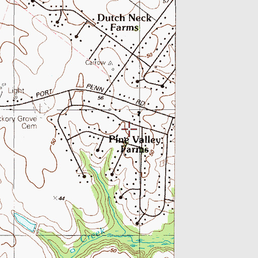 Topographic Map of Pine Valley Farms, DE