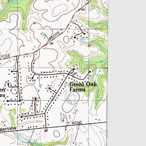 Topographic Map of Great Oak Farms, DE