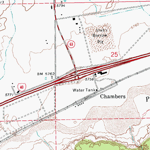 Topographic Map of Chambers Interchange, AZ