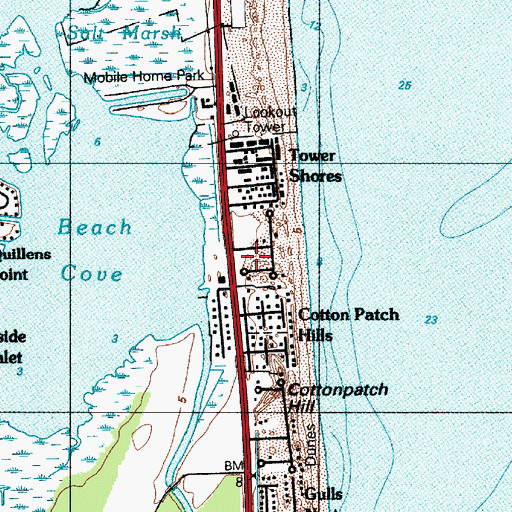 Topographic Map of Tower Shores, DE