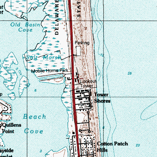 Topographic Map of Indian Harbor Villa, DE