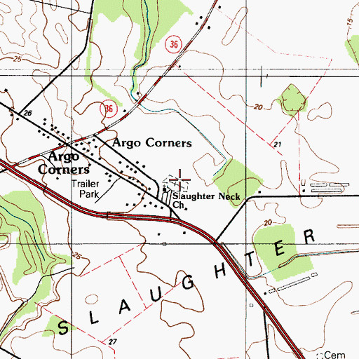 Topographic Map of Slaughter Neck Church, DE