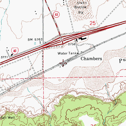Topographic Map of Chambers Railroad Station, AZ