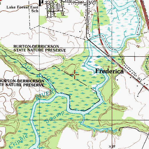 Topographic Map of Burton - Derrickson Tract of Murderkill River Nature Preserve, DE