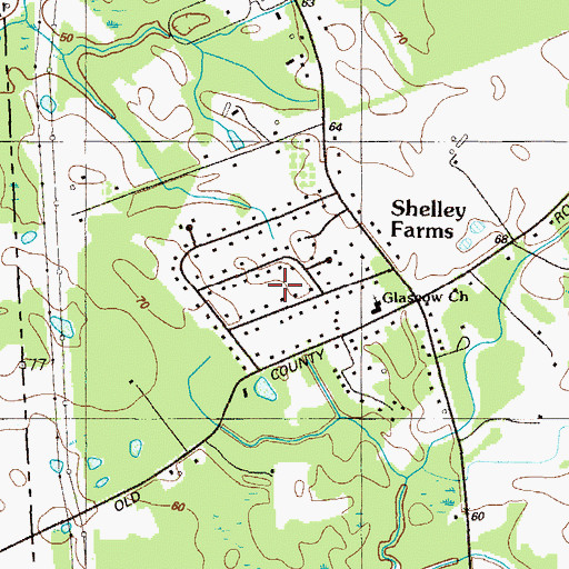 Topographic Map of Shelley Farms, DE
