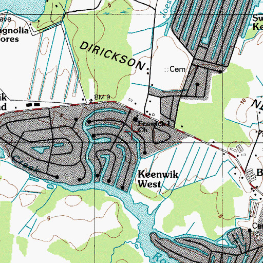 Topographic Map of Keenwik West, DE