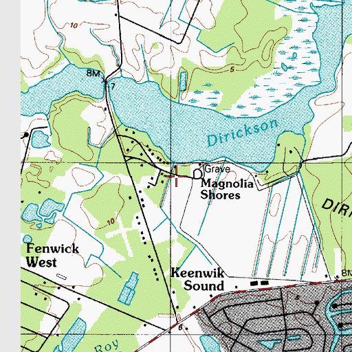Topographic Map of Magnolia Shores, DE