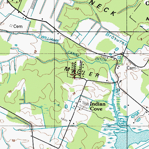 Topographic Map of Oak Acres, DE