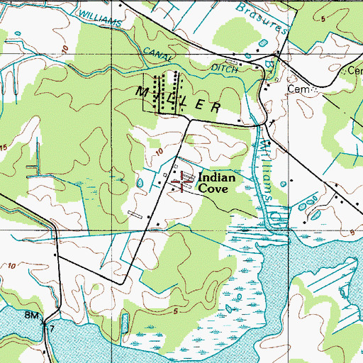 Topographic Map of Indian Cove, DE