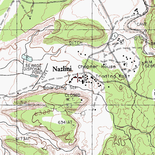 Topographic Map of Nazlini Chapter House, AZ