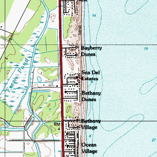 Topographic Map of Sea Del Estates, DE