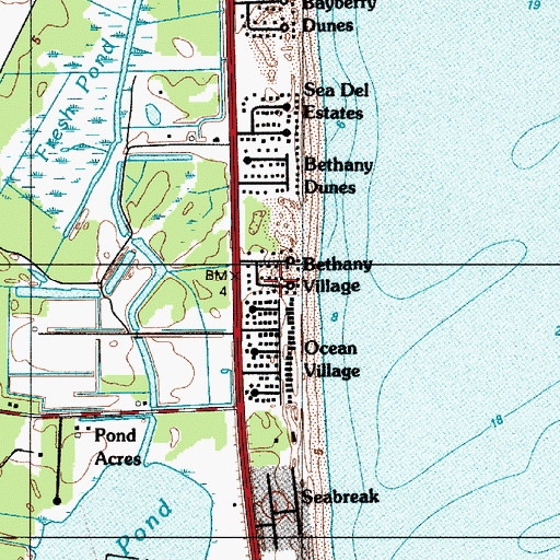 Topographic Map of Bethany Village, DE