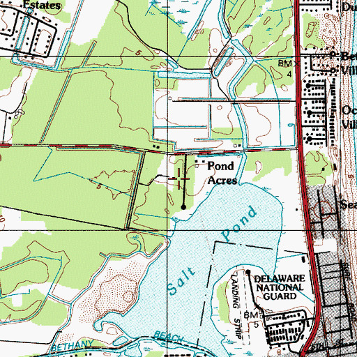 Topographic Map of Pond Acres, DE