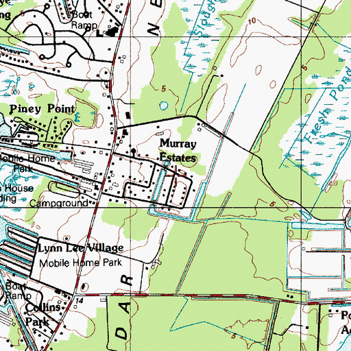 Topographic Map of Murray Estates, DE