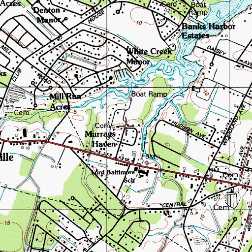 Topographic Map of Murrays Haven, DE
