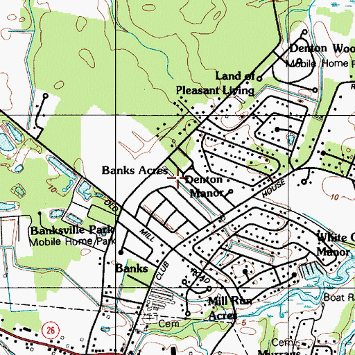Topographic Map of Banks Acres, DE