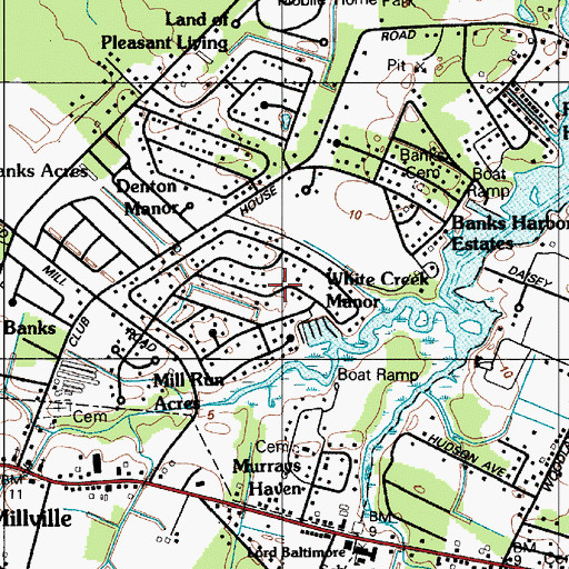 Topographic Map of White Creek Manor, DE