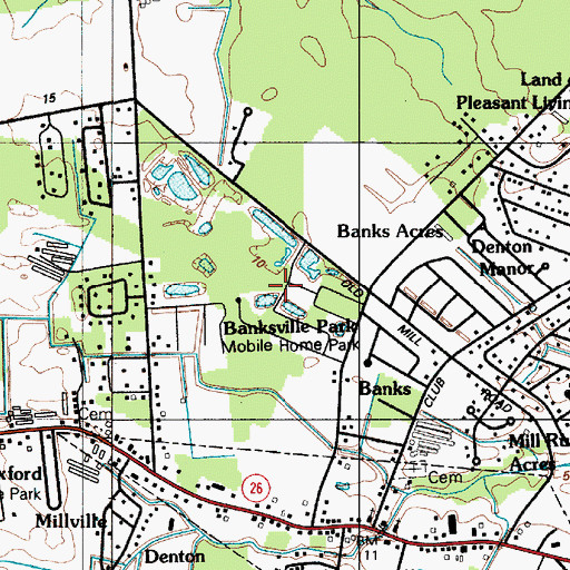 Topographic Map of Banksville Park, DE