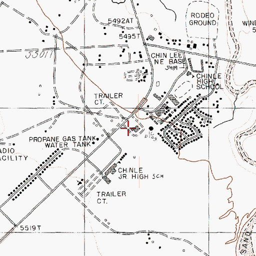 Topographic Map of Chinle Community Center, AZ