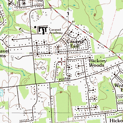 Topographic Map of Clay Acres, DE