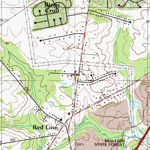 Topographic Map of Tolham Estates, DE