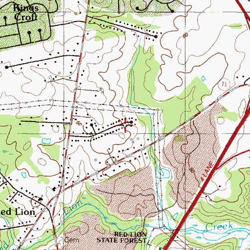 Topographic Map of Garwood Estates, DE