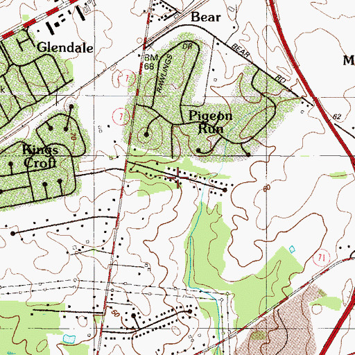 Topographic Map of Kinston Acres, DE