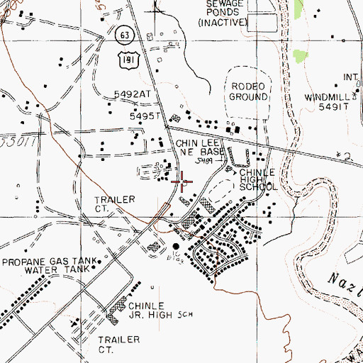 Topographic Map of Chinle High School, AZ