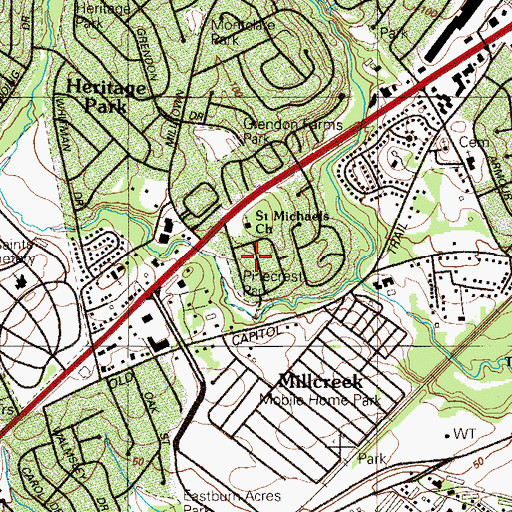 Topographic Map of Delaware Motor Club, DE