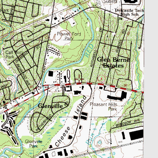 Topographic Map of Redmont, DE