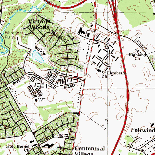 Topographic Map of Christiana Landing, DE