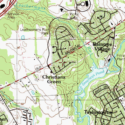 Topographic Map of Christiana Green, DE