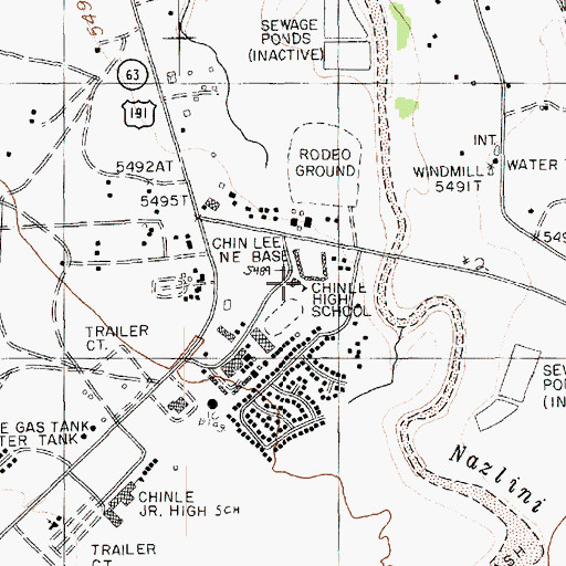 Topographic Map of Chinle High School, AZ