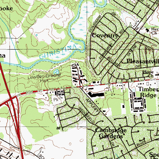 Topographic Map of Oak Hollow, DE