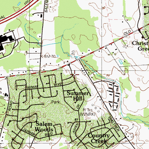 Topographic Map of Summer Hill, DE