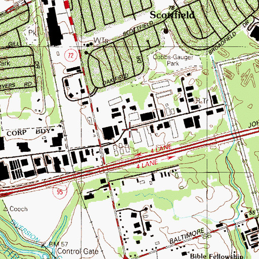 Topographic Map of Delaware Industrial Park, DE