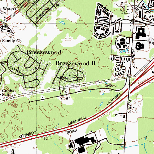 Topographic Map of Breezewood II, DE