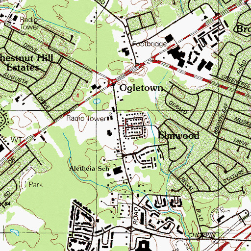 Topographic Map of Elmwood, DE