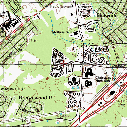 Topographic Map of Salem Village, DE