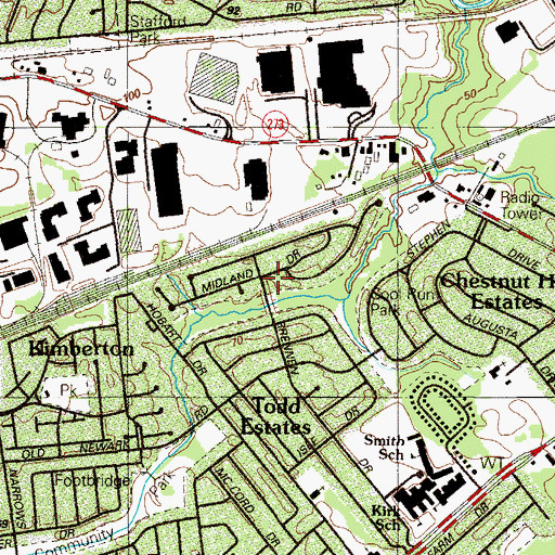 Topographic Map of Newark Oaks, DE