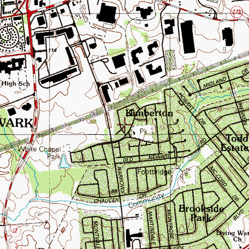Topographic Map of Kimberton, DE