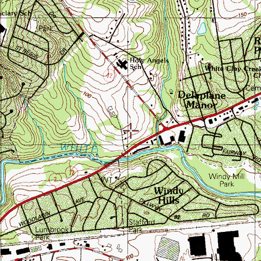Topographic Map of Windy Mill Park, DE