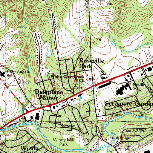 Topographic Map of Red Mills Farms, DE