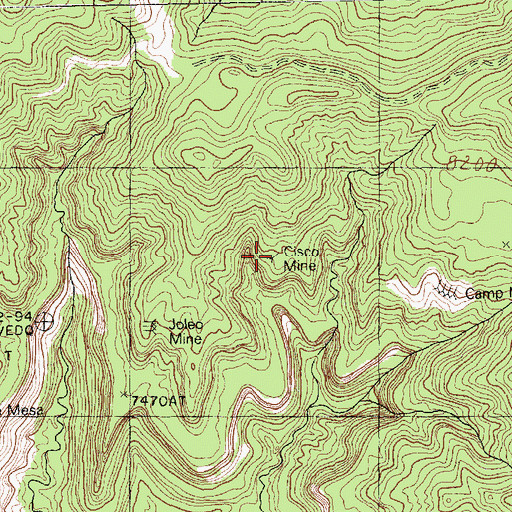 Topographic Map of Cisco Mine, AZ
