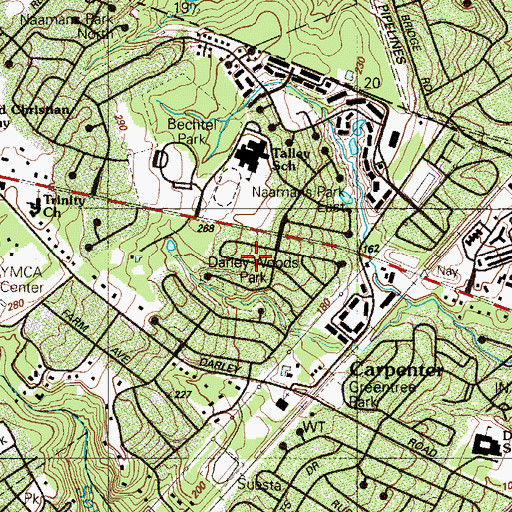 Topographic Map of Longview Farms, DE