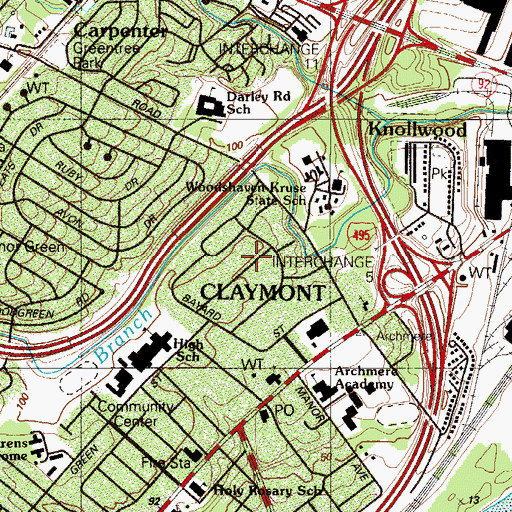 Topographic Map of Brookview, DE
